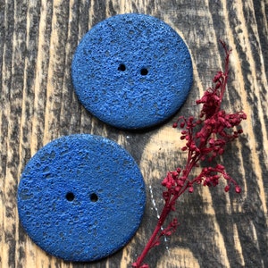 Denim Artisan Button-Blue Focal Button-Handmade button-Blue Jean button-XL button-Dark Blue Button- blue ceramic button-