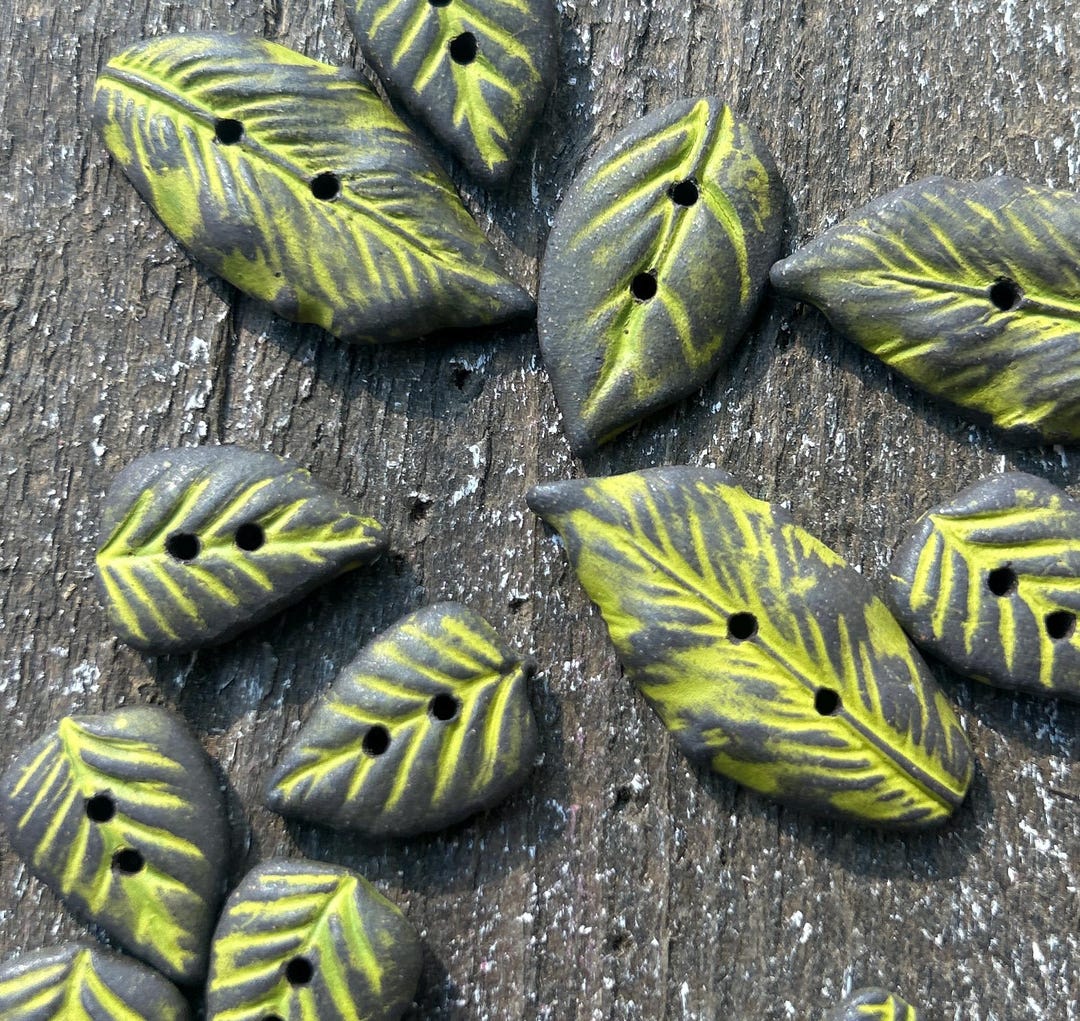 Chartreuse Leaf Button-handmade Artisan Button-ceramic Button-lime ...