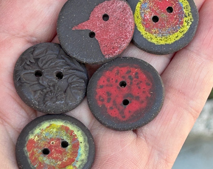 Large Buttons Handcrafted, Clay Big Buttons 1 1/4 Inch Buttons No. 271 