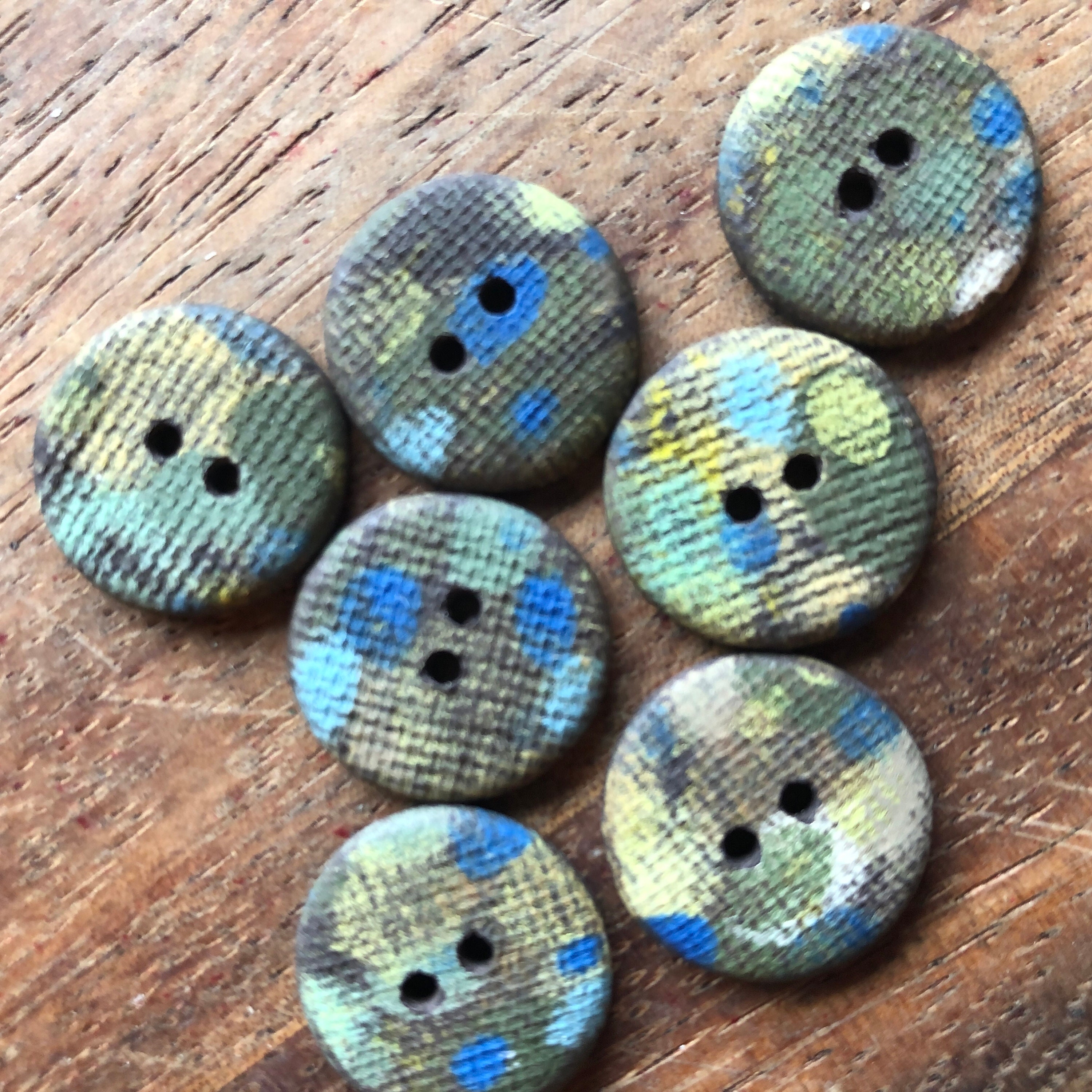 7 Verdant Garden Hand Painted Pottery Buttons-artisan- buttons- clay ...