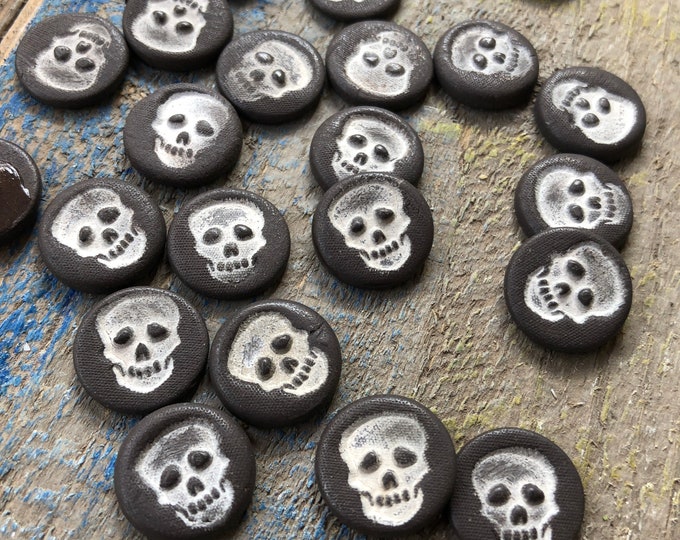 Black Skull Buttons-with Shank-artisan buttons-Buttons-ceramic buttons-pottery buttons-steam punk buttons-biker gift-Skull art-shirt Buttons