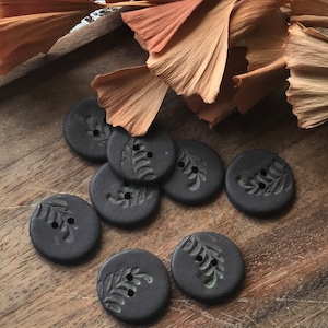 Evergreen Artisan Buttons-Ceramic Buttons-tree button-knitting notions-washable buttons-button jewelry-jewelry making parts-black buttons