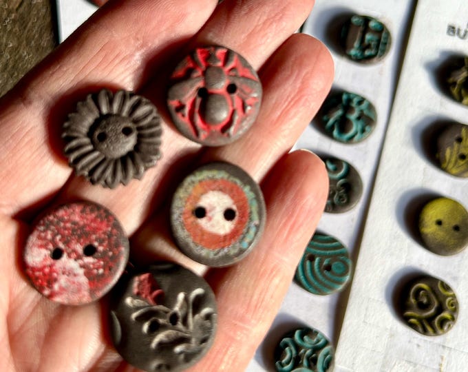 Serendipity Artisan Buttons-Handmade button-ceramic button-unique button-handpainted button-3/4 inch button  20mm button-sewing button