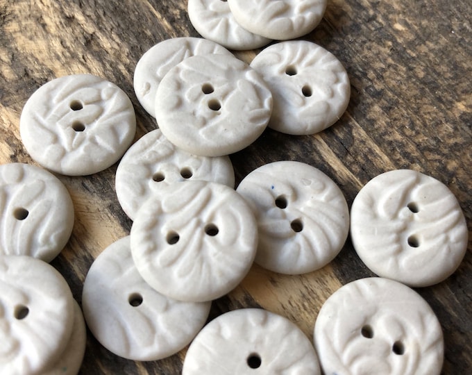 Ivory Porcelain Artisan Buttons-Sets of 6/7-Handmade Buttons-Ceramic buttons-Pottery Buttons- Art Buttons-washable buttons-white buttons