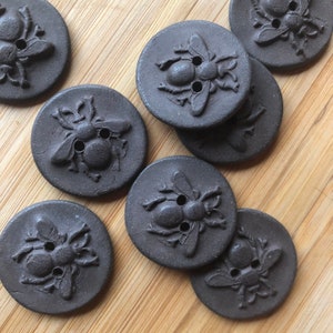 Artisan "Bee Black" Button-Bee button ceramic button- unique button Bee Notion-knitting notion-black button-sewing closure-bag closure