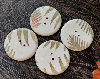 Set of 4 Fall Fern Porcelain Statement Button-Artisan Button-Fall colour button-hand made button-ceramic button-leaf button-fern button