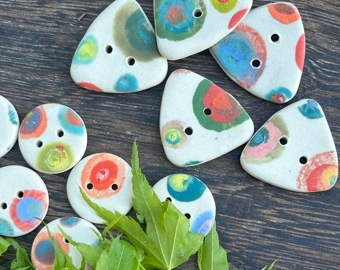 Funky Spots Artisan Porcelain Buttons-pottery button-ceramic button-statement buttons-artisan button-colourful button-unique button