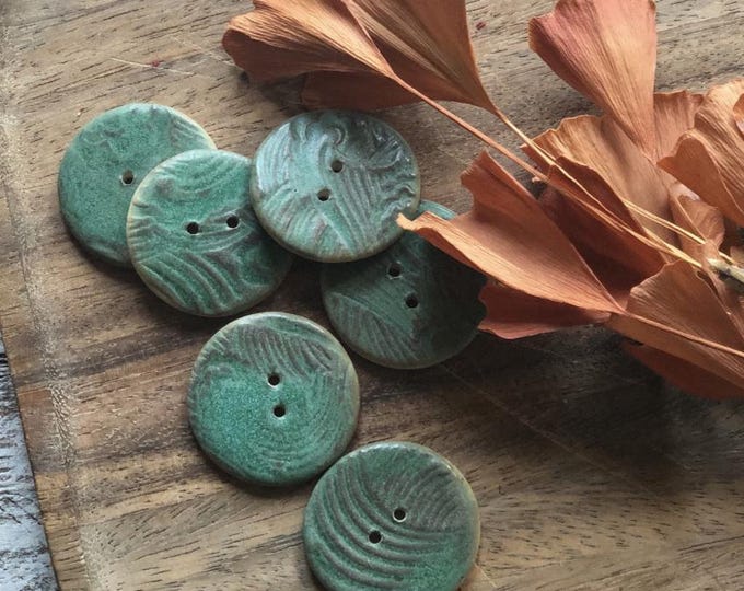 Turquoise Wave Artisan Button-Statement Artisan button-large green button-statement button-pottery button-ceramic button-turquoise button