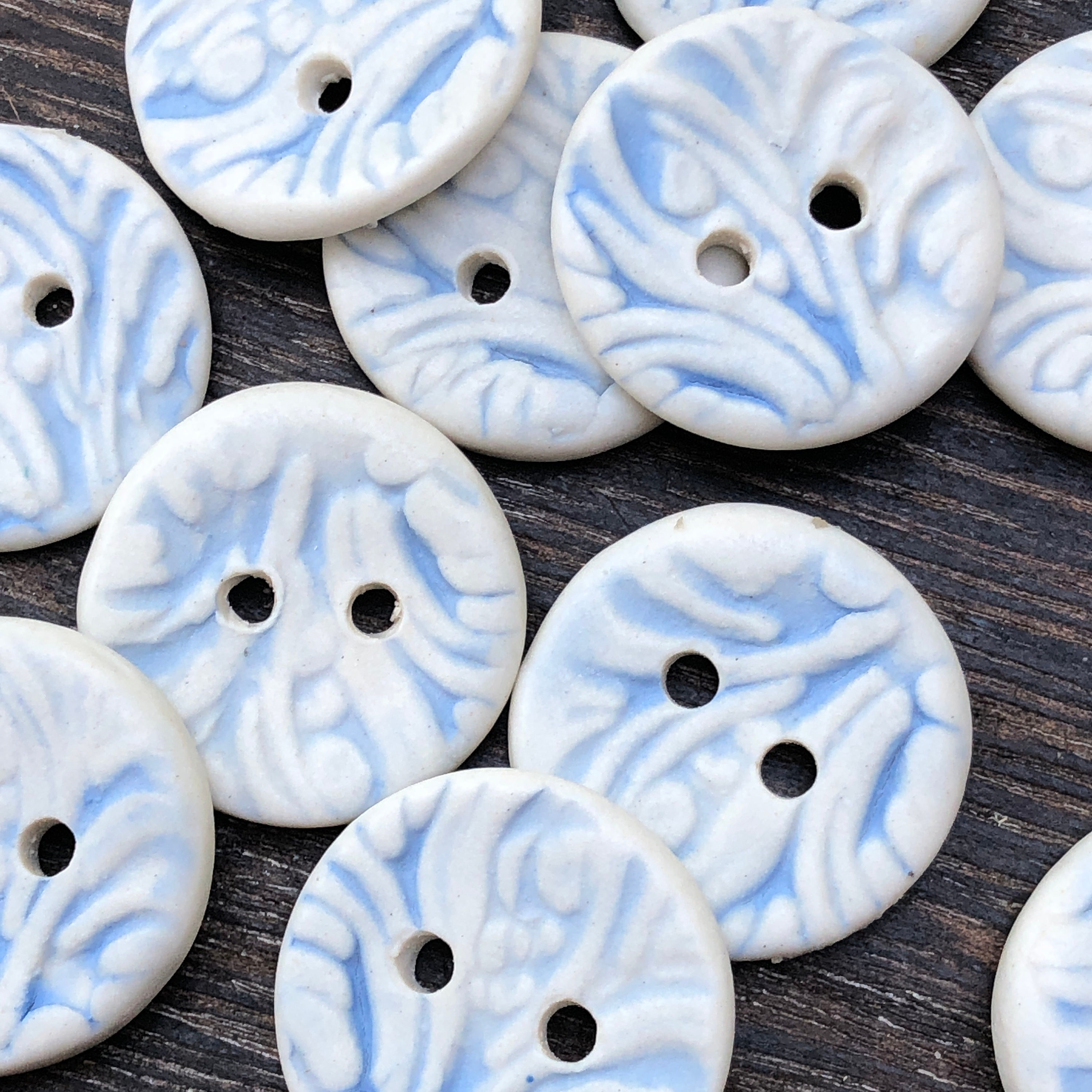 Handmade Buttons, Art Buttons, Large Buttons, Blue Buttons, Buttons for  Sewing, Four Hole Button, Large Ceramic Button, Handbag Button 