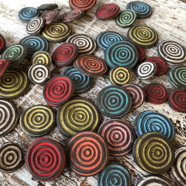 Zoey Pottery Artisan Button-Handmade Button-Ceramic Button-Unique button-Steampunk Button-Funky Buttons-artsy button-bullseye boho button