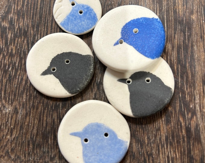 Porcelain Birdie Custom Colour Pottery Buttons Artisan button-unique button-handmade button bird button-pottery buttons-custom button boho