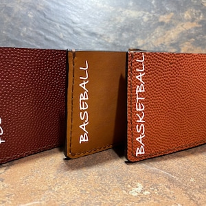 Carteras deportivas plegables de cuero hechas de cuero auténtico NBA, NFL, MLB