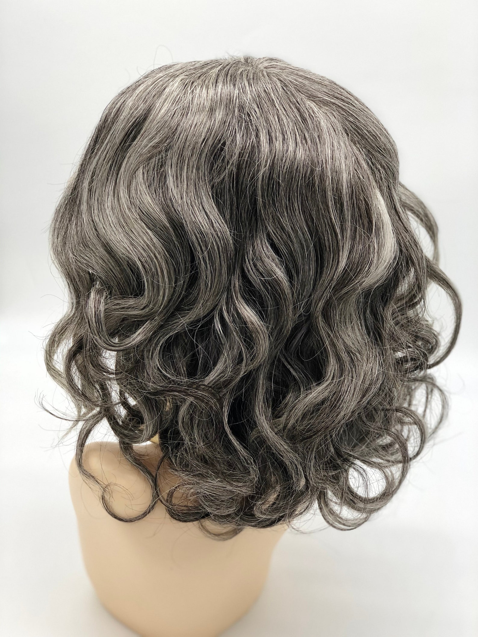 Salt & Pepper Curly Wig Custom Etsy