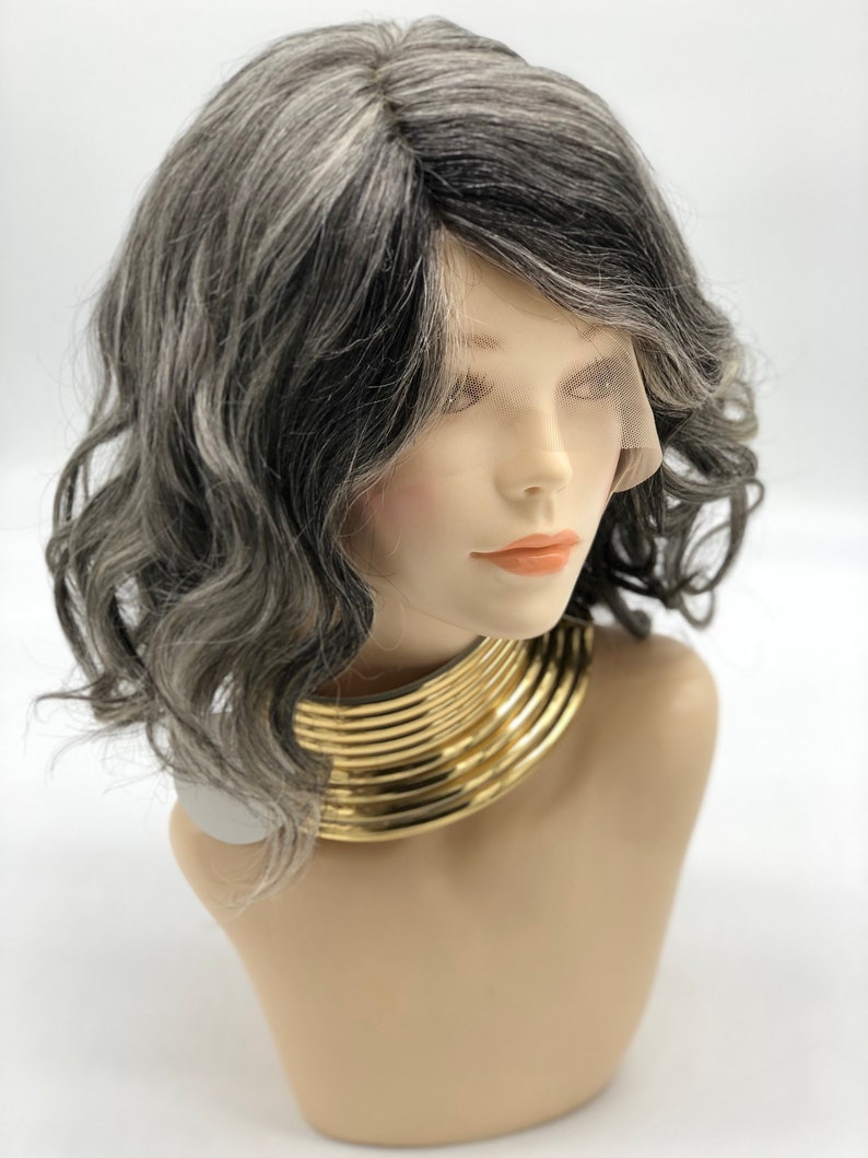 Salt & Pepper Curly Wig Custom Etsy