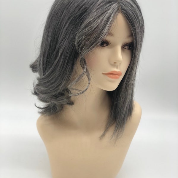 Salt and Pepper Hair Topper Etsy