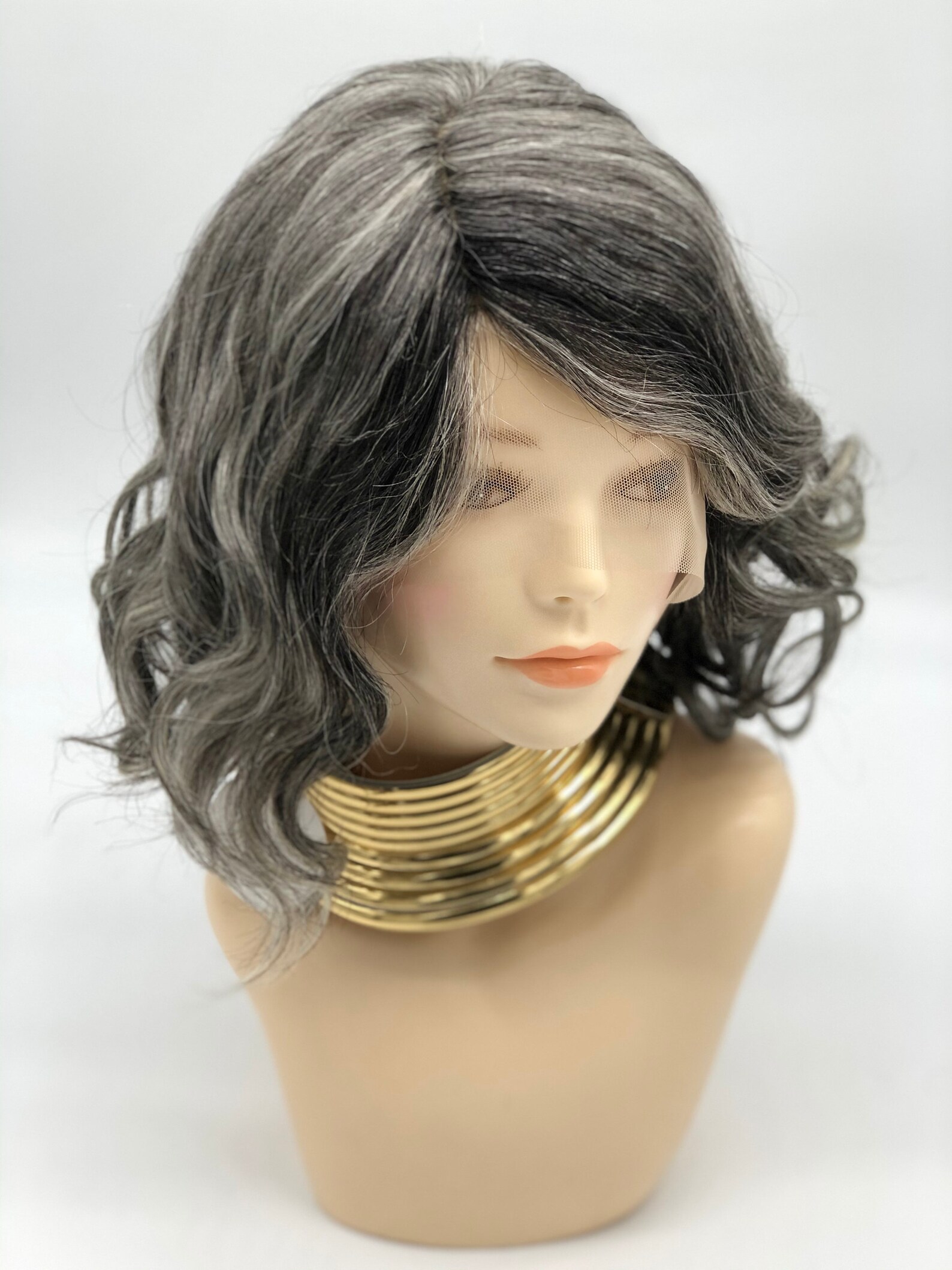 Salt & Pepper Curly Wig Custom | Etsy