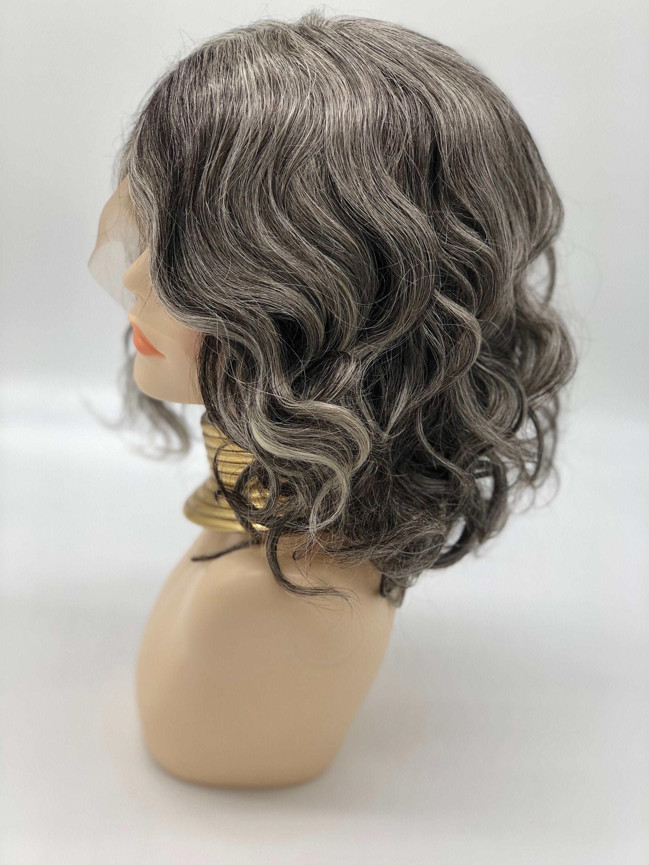 Salt & Pepper Curly Wig Custom Etsy