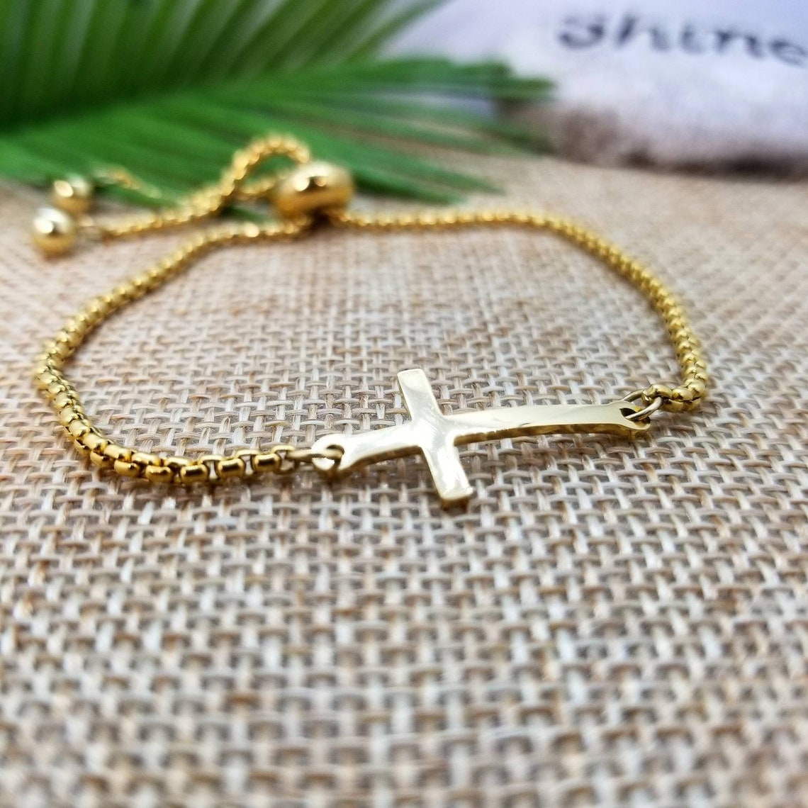 CROSS FAITH BRACELET Gold Plated Adjustable Slider Steel Etsy