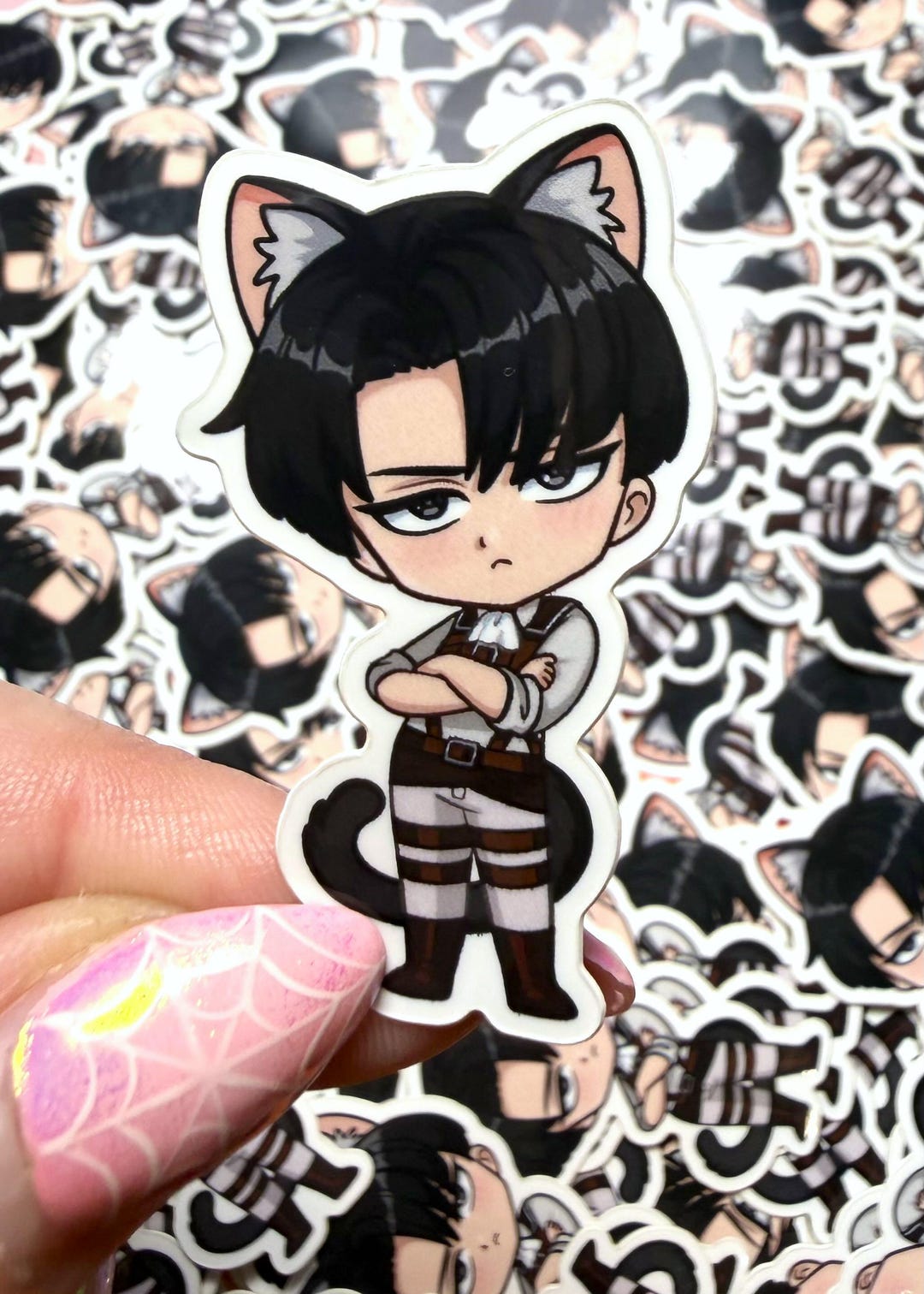 Levi Ackerman Grumpy Cat Sticker AOT Attack on Titan Art - Etsy
