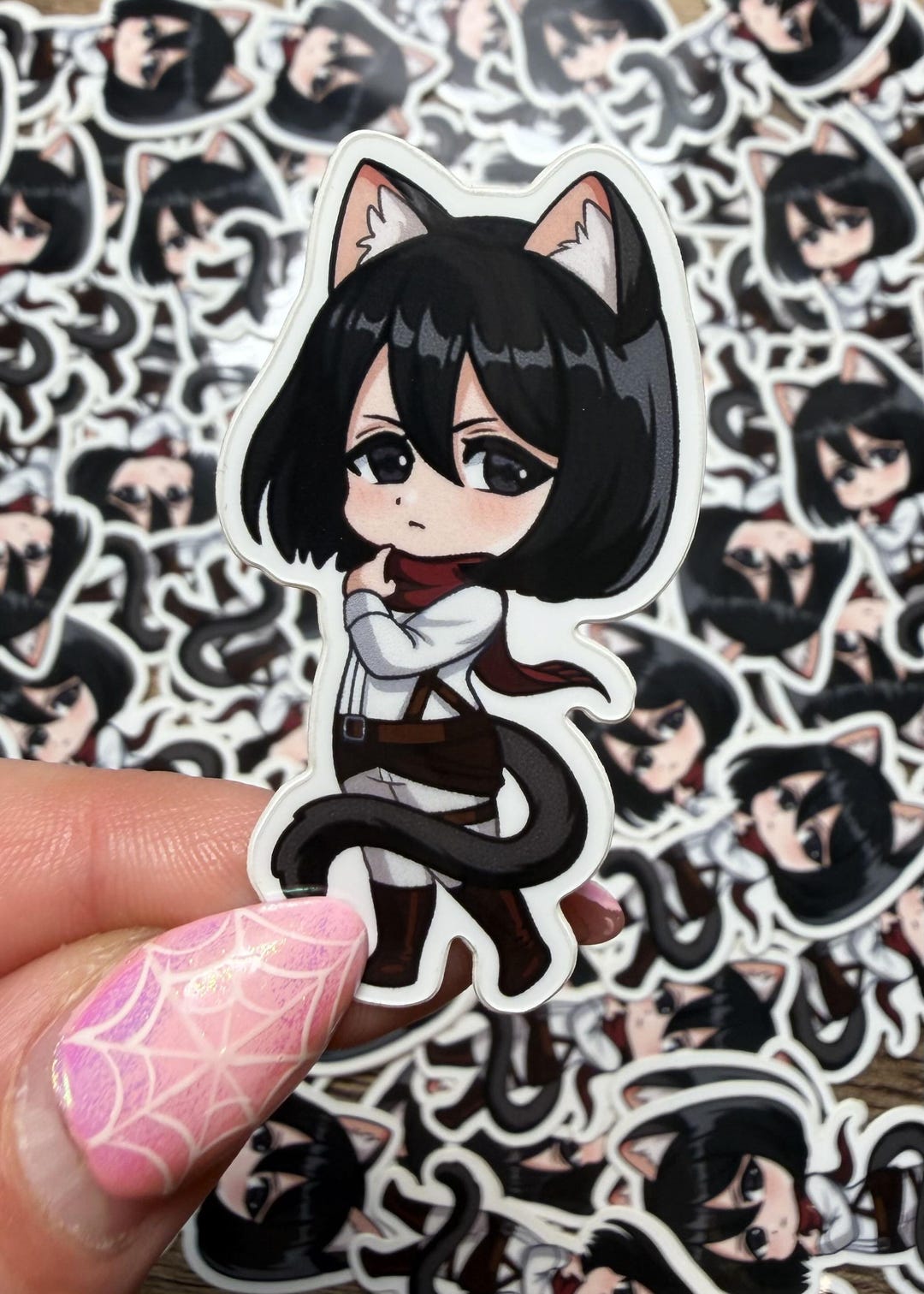 Mikasa Ackerman Grumpy Cat Sticker AOT Attack on Titan Art - Etsy