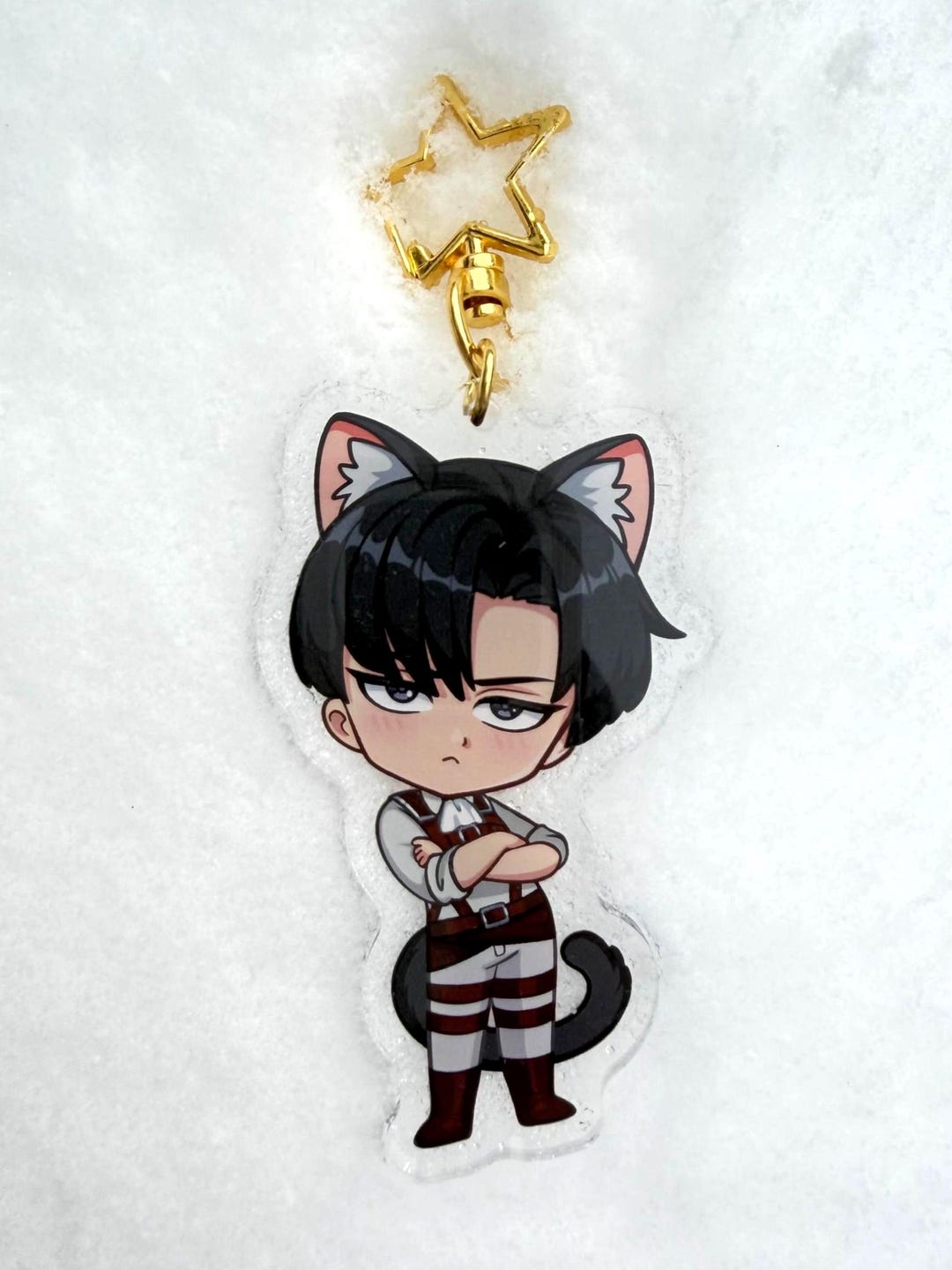 Levi Ackerman Grumpy Cat Double Sided Acrylic Keychain AOT Attack on ...