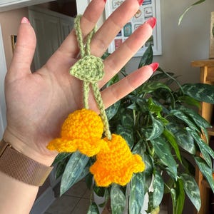 Hanging Bell Flower | crochet, handmade, Car plant, rearview mirror, Crochet Hanging flower, hanging plant for car decor