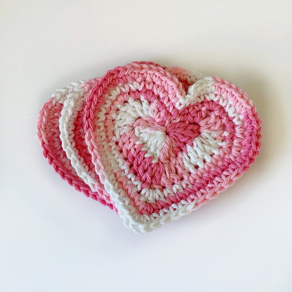 Pink Heart Crocheted Coasters (3-Pack)