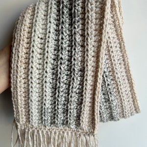Beige Crocheted Scarf | crocheted scarf, fashion scarf, men&#39;s scarf, trendy scarf, gift for her, gift for him