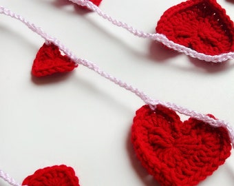 Heart Garland | Nursery Decor / Home & Office Holiday decoration / Crochet Heart / Baby and Bridal Shower Decorations