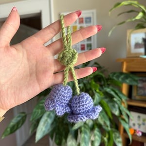 Hanging Bell Flower | crochet, handmade, Car plant, rearview mirror, Crochet Hanging flower, hanging plant for car decor