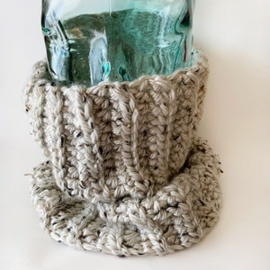 Beige Ribbed Cowl | Women&#39;s Crochet Cowl, Men&#39;s Crochet Cowl, Chunky Crochet Cowl,  Crochet Neck Warmer