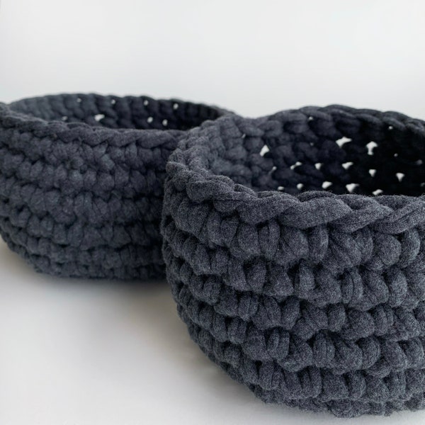 Gray Crocheted Baskets