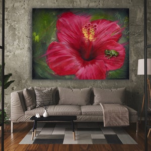 Puerto Rico printbare kunst aan de muur, Flor De Maga's Coqui, Puerto Ricaanse decor