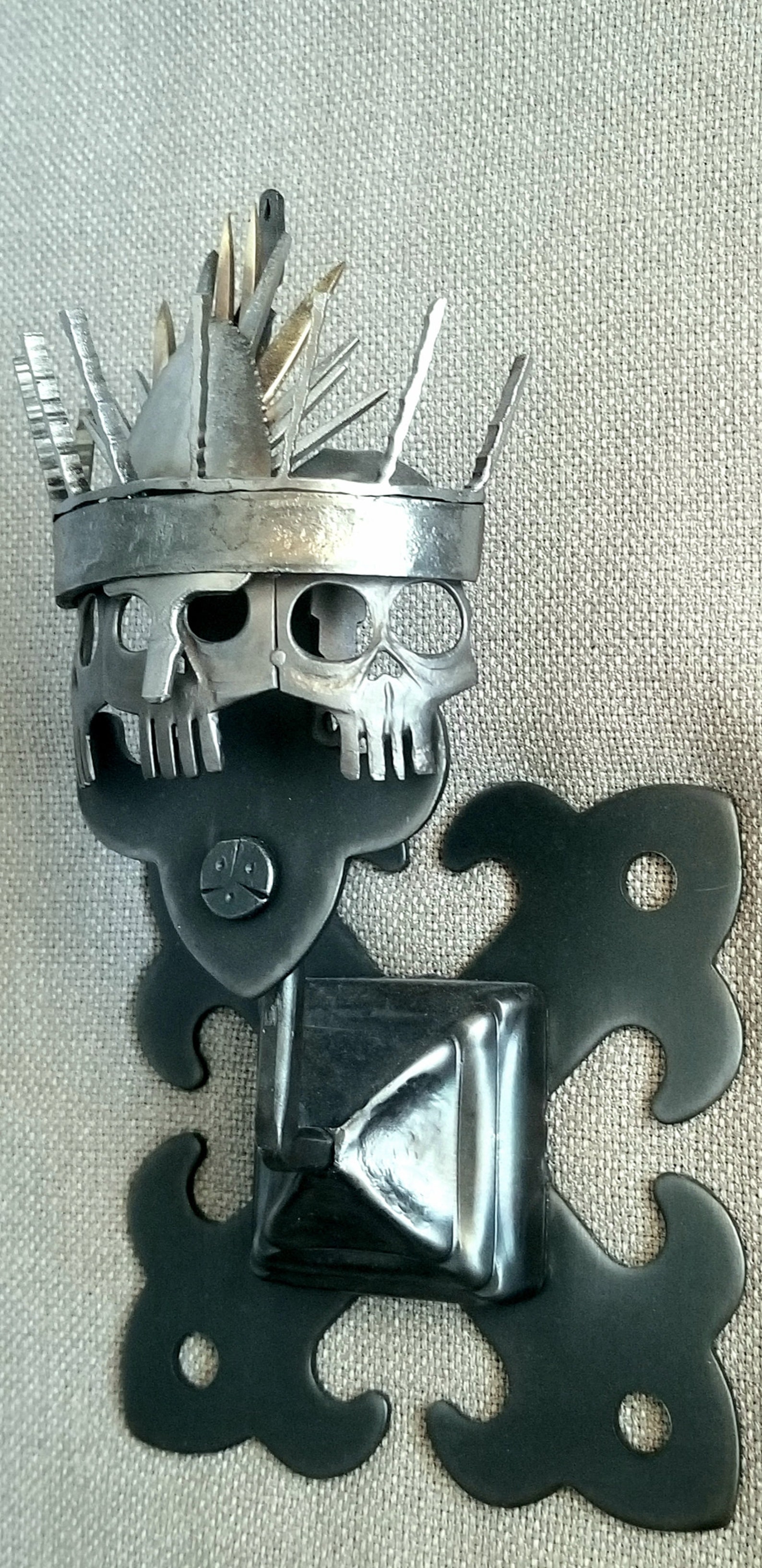 Stunning Found Metal Skull Art Wall Hanging Recycled Metal Etsy