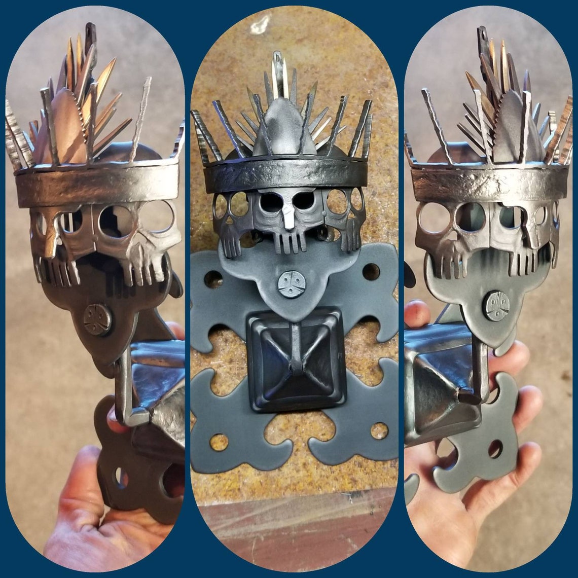 Stunning Found Metal Skull Art Wall Hanging Recycled Metal Etsy