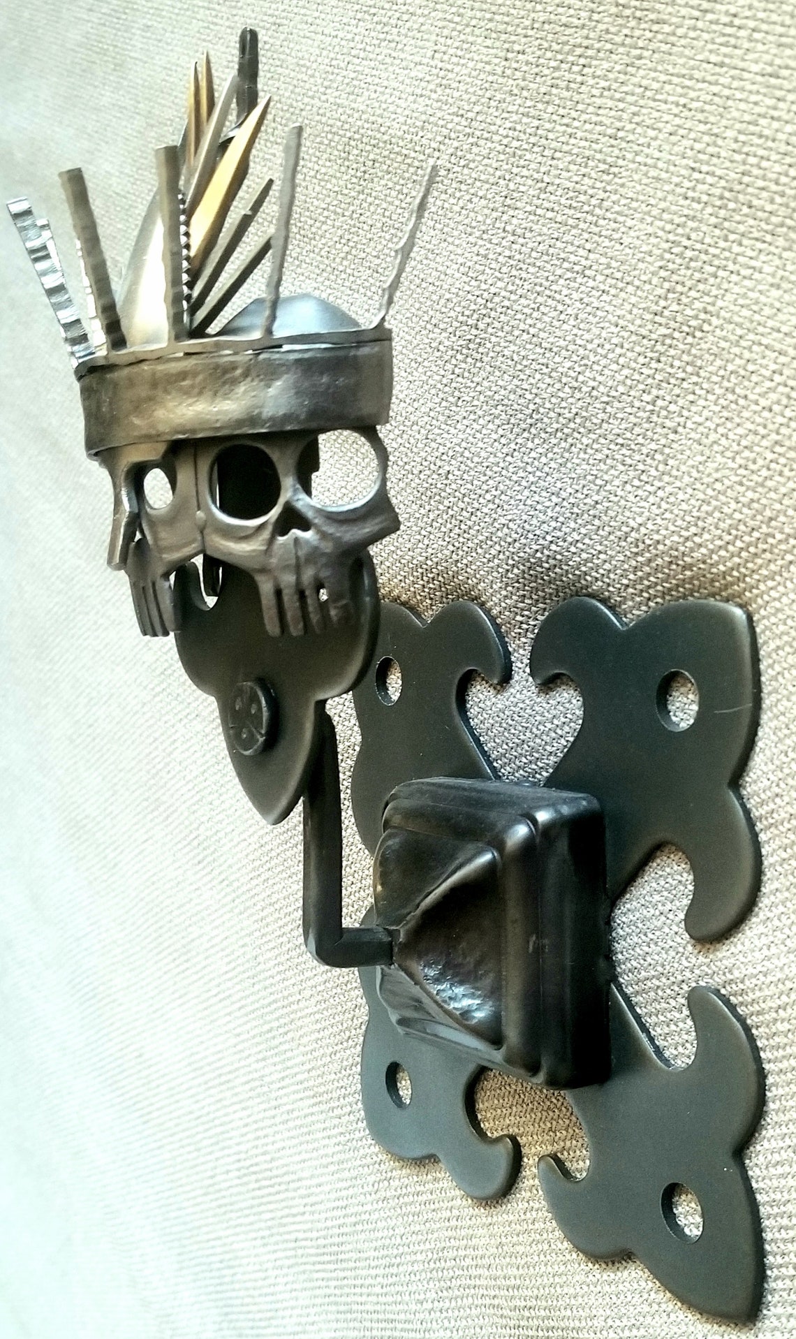 Stunning Found Metal Skull Art Wall Hanging Recycled Metal Etsy