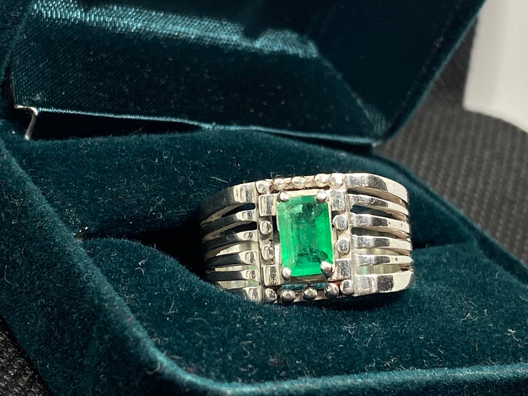 Green Emerald Natural Rings Clean Emerald Rings Sterling Etsy