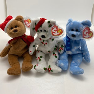 Set of 3 Holiday Bears TY Beanies