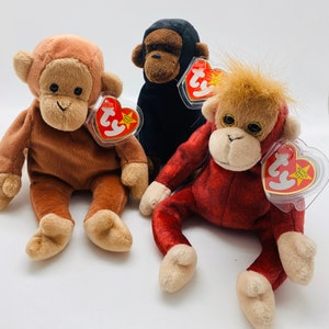 Set of 3 TY Vintage Beanie Monkeys