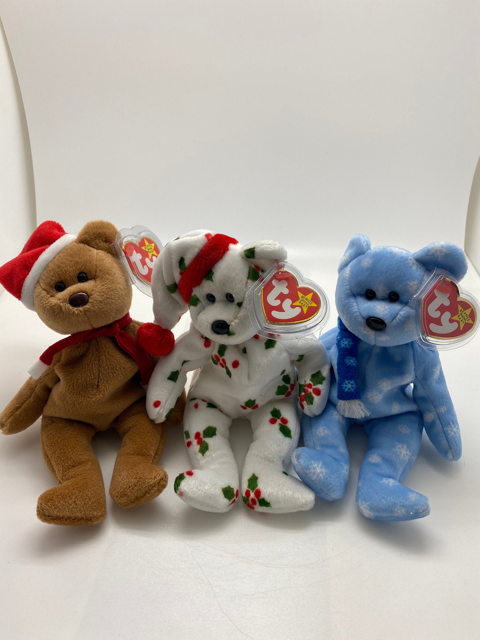 Set of 3 Holiday Bears TY Beanies Etsy