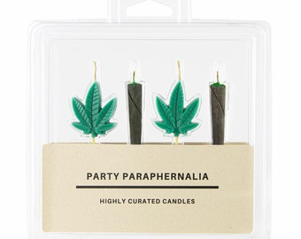 420 Novelty Blunt and Hemp Leaf Cake Topper Candles