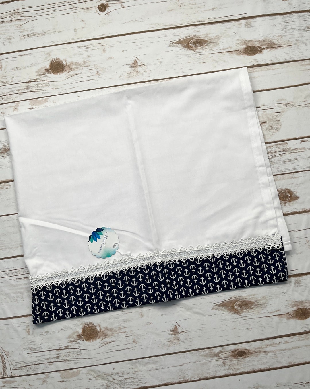 White & Navy Blue Baby Blanket With Sailor Pattern Etsy