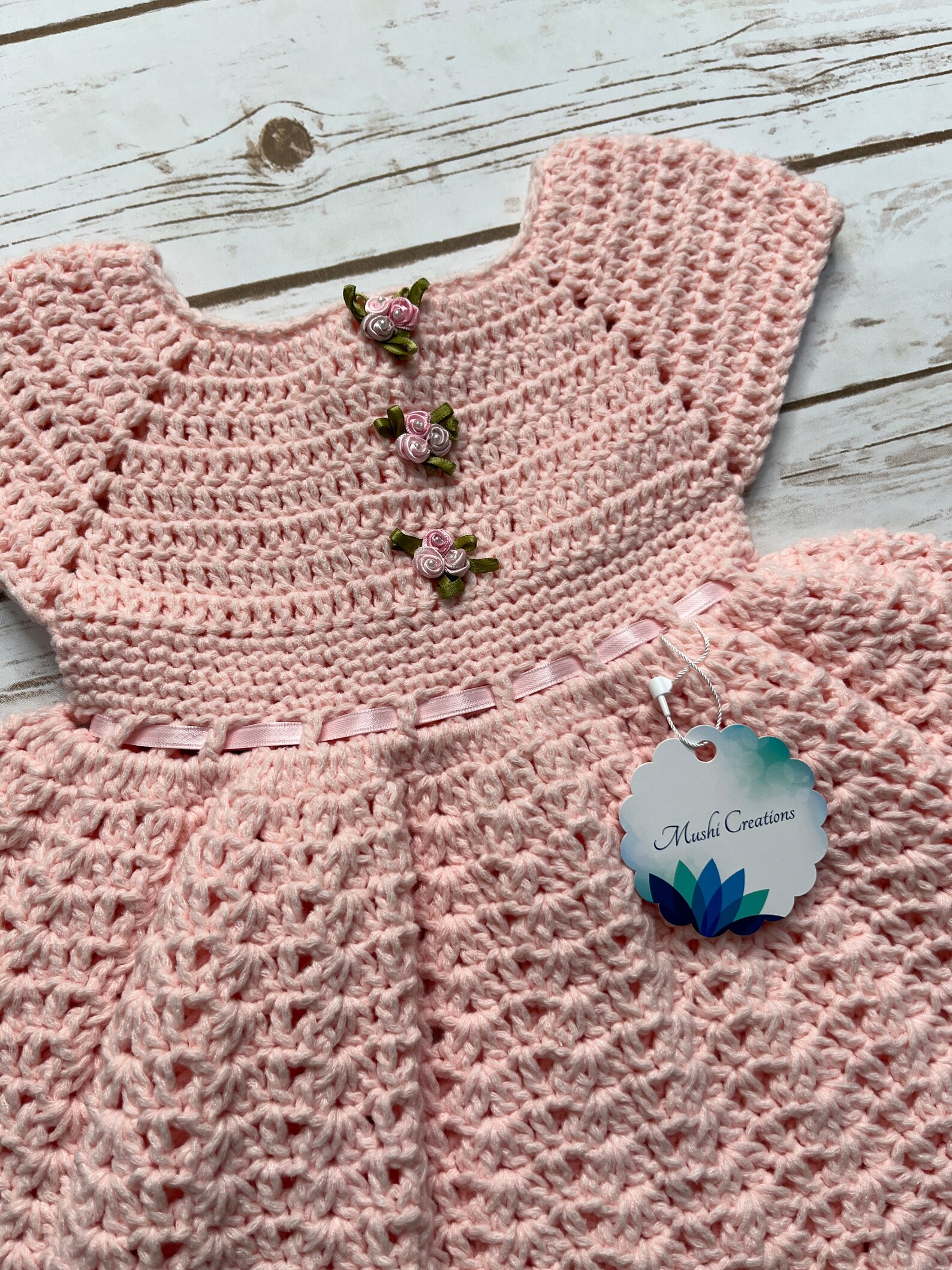 Z Crochet Pink Dress with Shreds 1257 main image 0