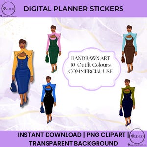 Hand Drawn- Black Girl Art | Bold Fashion Illustration PNGs – Black Woman Clipart |Digital Fashion Art | Melanin Fashion Illustration