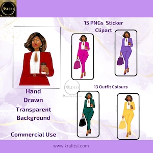 Hand Drawn- Black Girl | Bold Fashion Illustration PNGs – Editorial Style Woman with Handbag |Digital Fashion Art | Coffee Lover| Boss Chick