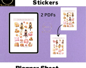 Printable Fall Planner Stickers | Unique Autumn Designs, PDF, High-Quality Illustrations | Digital Download | Printable Stickers | Cute