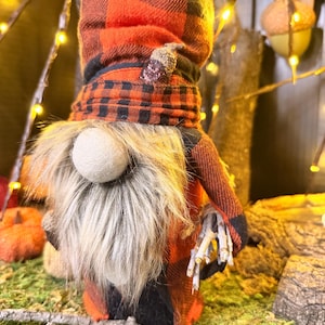 Fall/Autumn Gnome in Plaid, Lumberjack Decor, Gift, Handcrafted Gnomes, Customizable