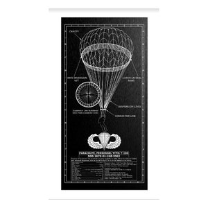 Parachute, Army Airborne, Metal Print, T10-D with Airborne Wings  6x12”