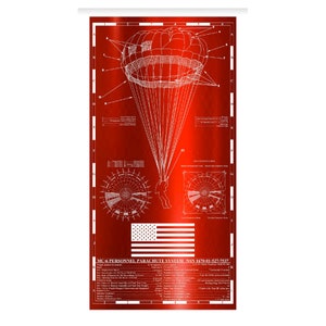 Parachute, Army Airborne, Metal Print, MC-6 with American Flag 12x24