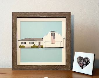 Paper House Portrait - Custom 8x8 Shadowbox, Unique Home Gift